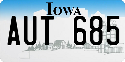 IA license plate AUT685