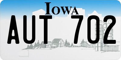 IA license plate AUT702