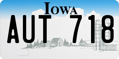 IA license plate AUT718