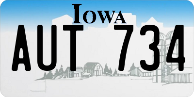 IA license plate AUT734