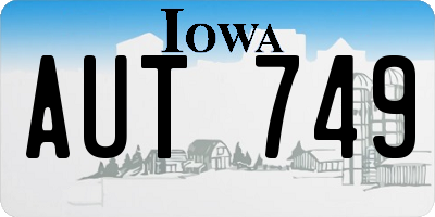 IA license plate AUT749