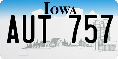 IA license plate AUT757