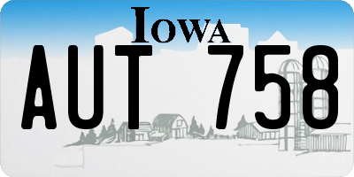 IA license plate AUT758