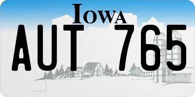 IA license plate AUT765