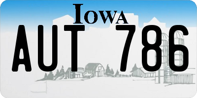 IA license plate AUT786