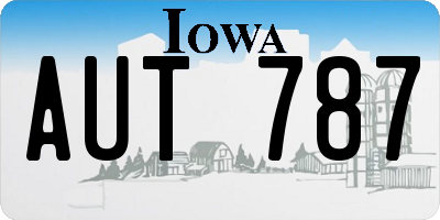 IA license plate AUT787