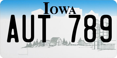 IA license plate AUT789