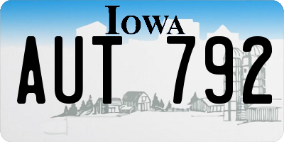 IA license plate AUT792