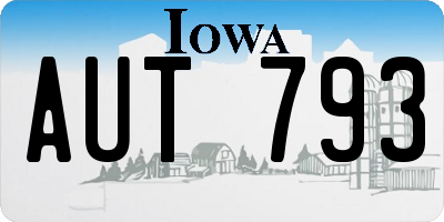 IA license plate AUT793
