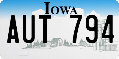 IA license plate AUT794