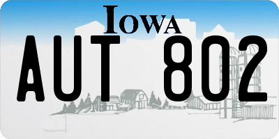 IA license plate AUT802