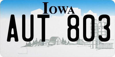IA license plate AUT803