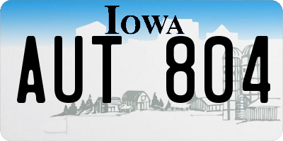 IA license plate AUT804