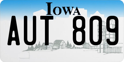IA license plate AUT809