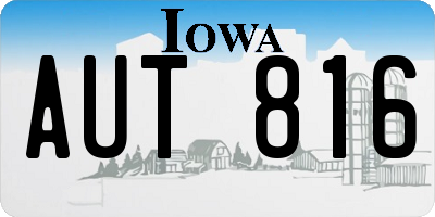 IA license plate AUT816