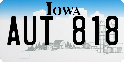 IA license plate AUT818