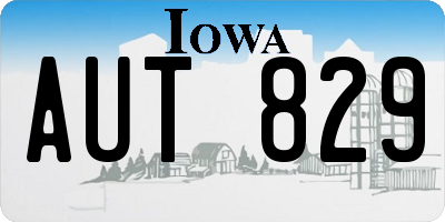IA license plate AUT829