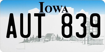 IA license plate AUT839