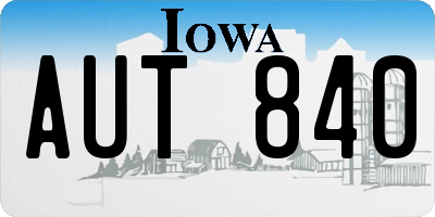 IA license plate AUT840