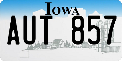 IA license plate AUT857