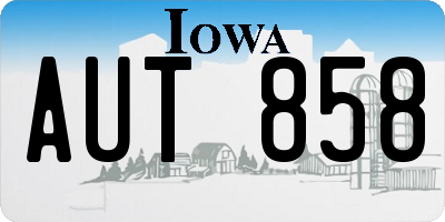 IA license plate AUT858