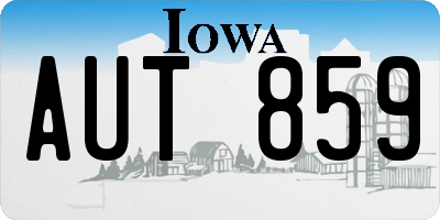 IA license plate AUT859