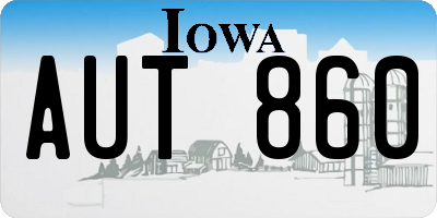 IA license plate AUT860