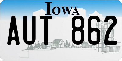 IA license plate AUT862