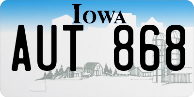 IA license plate AUT868