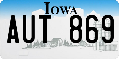 IA license plate AUT869