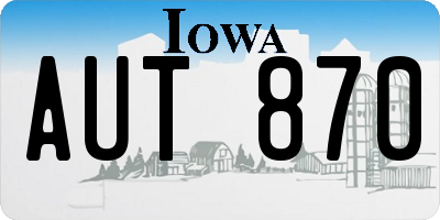 IA license plate AUT870