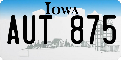 IA license plate AUT875