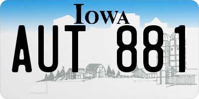 IA license plate AUT881