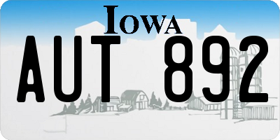 IA license plate AUT892