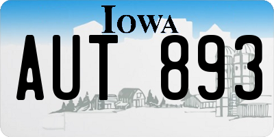 IA license plate AUT893