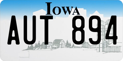 IA license plate AUT894
