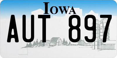 IA license plate AUT897