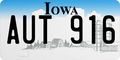 IA license plate AUT916