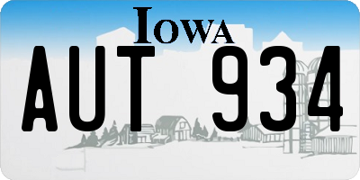 IA license plate AUT934