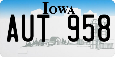 IA license plate AUT958