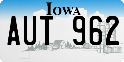 IA license plate AUT962