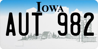 IA license plate AUT982