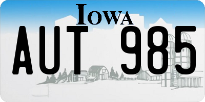 IA license plate AUT985
