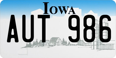 IA license plate AUT986