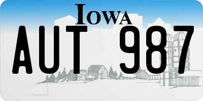 IA license plate AUT987