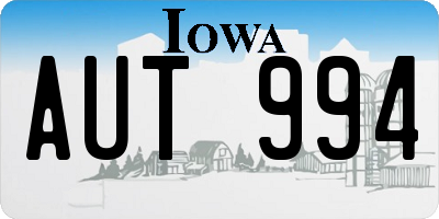 IA license plate AUT994