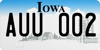 IA license plate AUU002