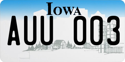 IA license plate AUU003
