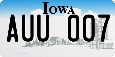 IA license plate AUU007