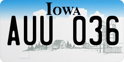IA license plate AUU036
